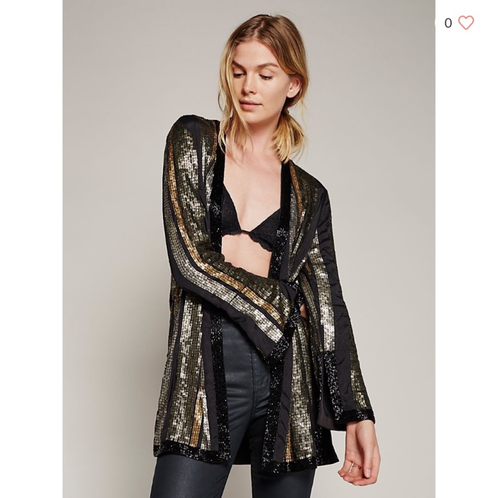 Free People Stripe Bianca Sequin Jacket